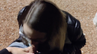 An exhibitionist sucked a dick at night in the park ! ? Stranger blowjob.mp4